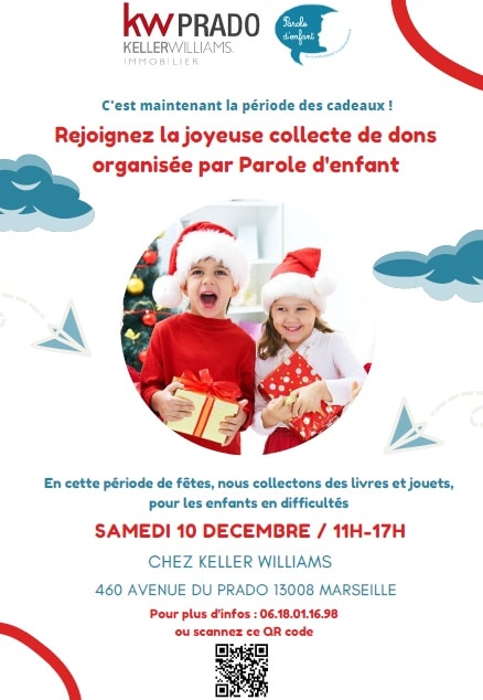 Deuxième collecte de livres et de jouets pour les enfants le samedi 10 décembre dans les locaux de Keller Williams au Prado!