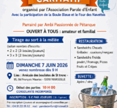 Concours de pétanque caritatif organisé par Parole d’enfant le dimanche 7 juin 2026